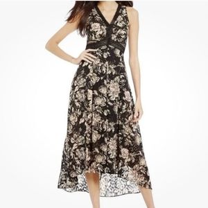 NWT Antonio Melani Floral Rosie High-Low Midi Dress Black & Blush Pink